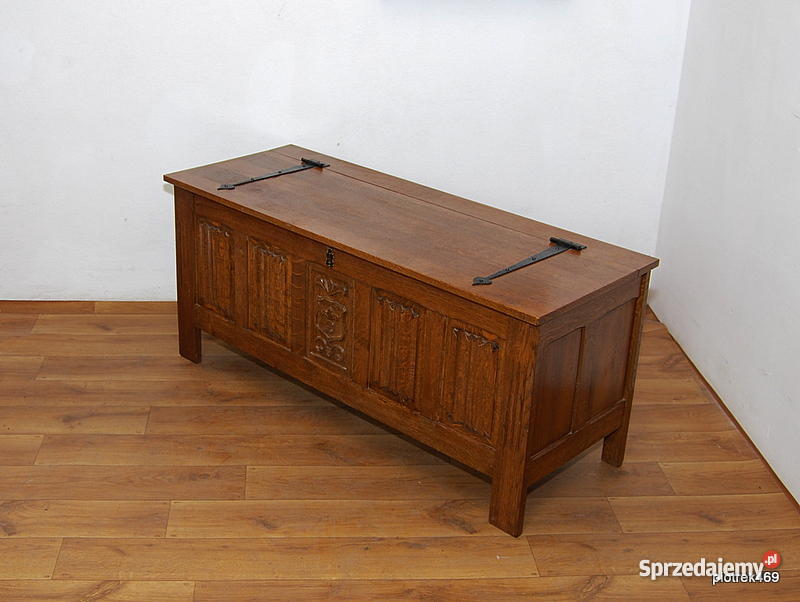 SOLIDNY DUŻY DĘBOWY KUFER SKRZYNIA SZAFKA DĄB Świdnica