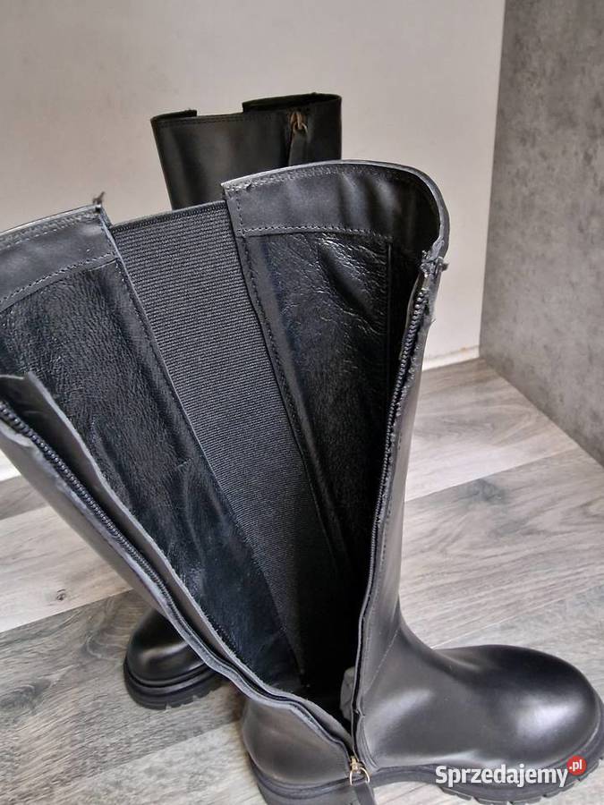 Kozaki Czarne Wysokie 36 Skóra skóra śląskie Żywiec sprzedam
