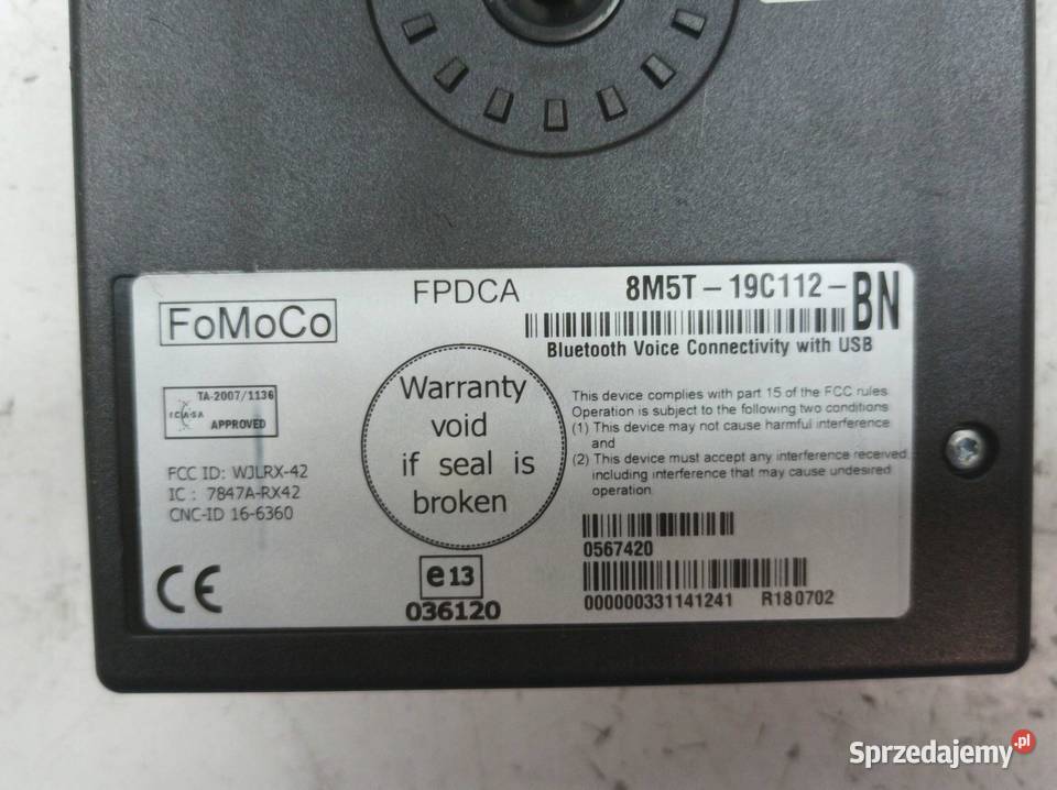 MODUŁ BLUETOOTH 8M5T19C112BN RX42 Ford Fiesta
