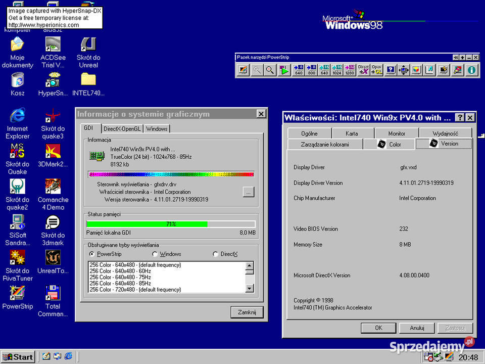 Intel i740 8MB 64bit SDRAM DSUB AGPx2 33v retro