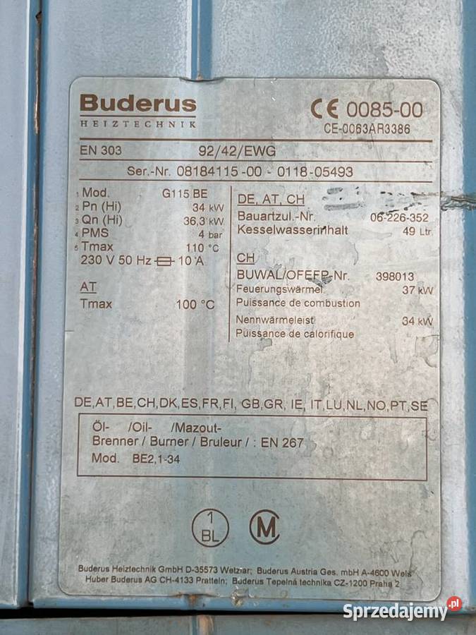 Kocioł olejowy BUDERUS G115 BE 9242EWG