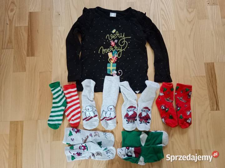koszulka świąteczna 104 i 6 par skarpetek Piaseczno sprzedam