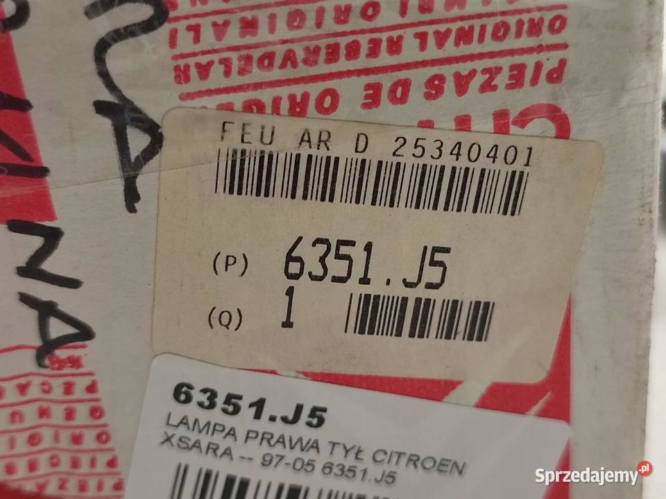 LAMPA PRAWY TYŁ CITROEN XSARA N1 N0 19972005