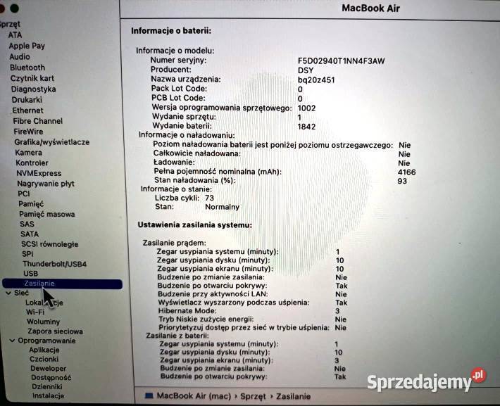 MacBookAir91 proc Intel i3 16Mb 256 ssd 133 inch