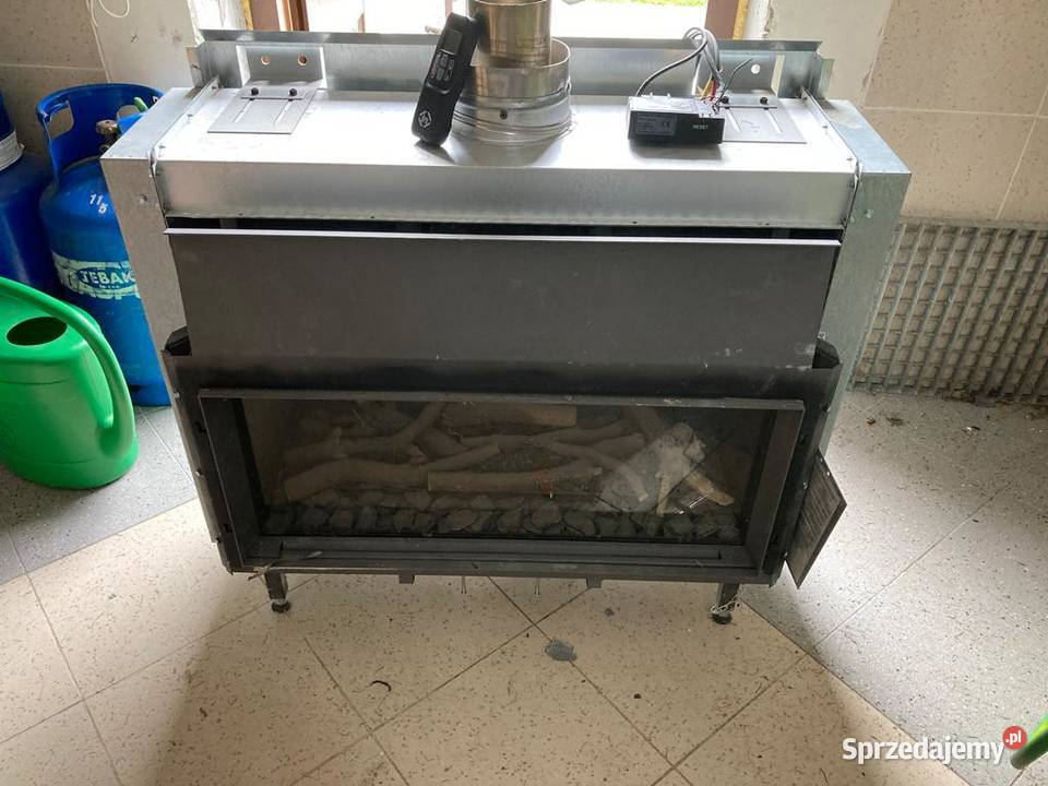 Kominek Gazowy DRU duża szyba imitacja drzewa Piasek