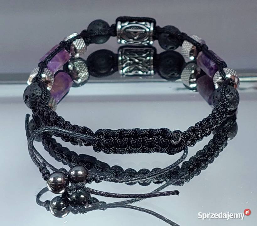 Bransoletka runa stal kamień Ametyst Hematyt Warszawa sprzedam