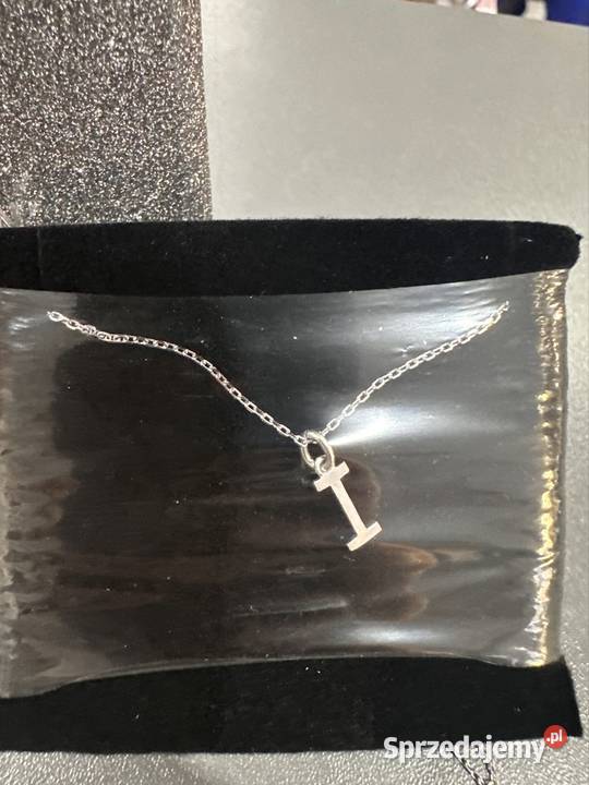 Naszyjnik literka I próba 925 posrebrzane Lipno