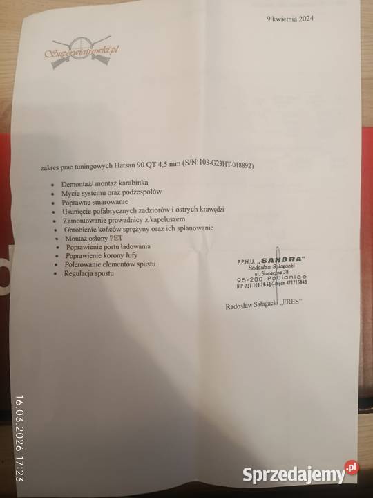 Wiatrówka Hatsan 90 Tuning RS 45mm