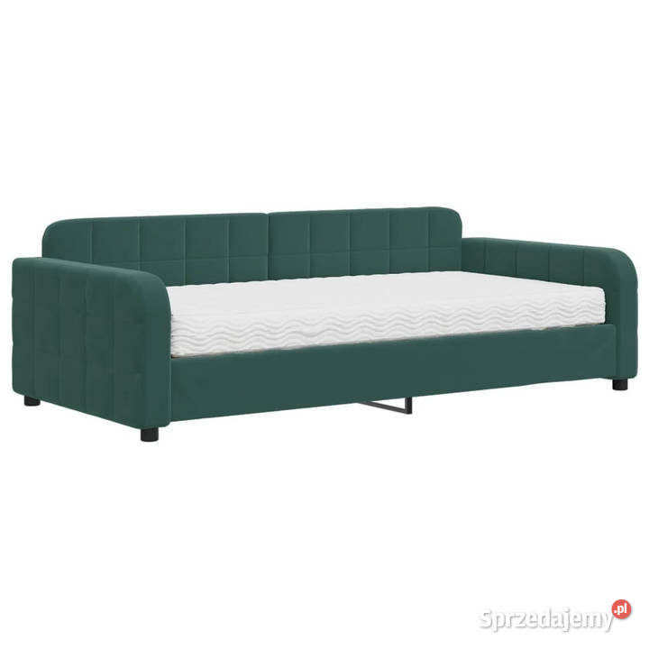 Sofa z materacem do spania ciemnozielona aksamit Warszawa