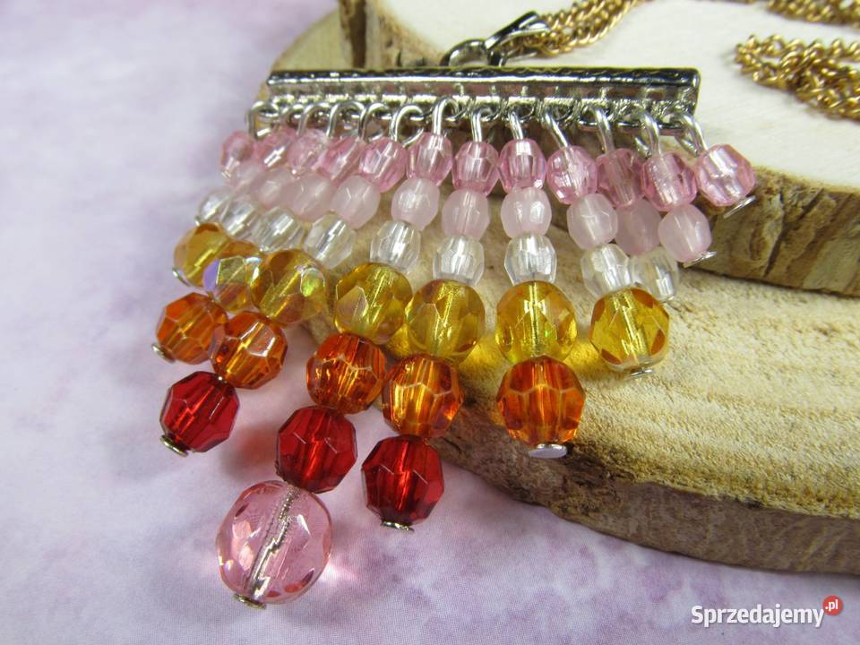 Naszyjnik wisiorek różowy pomarańczowy czerwony Katowice
