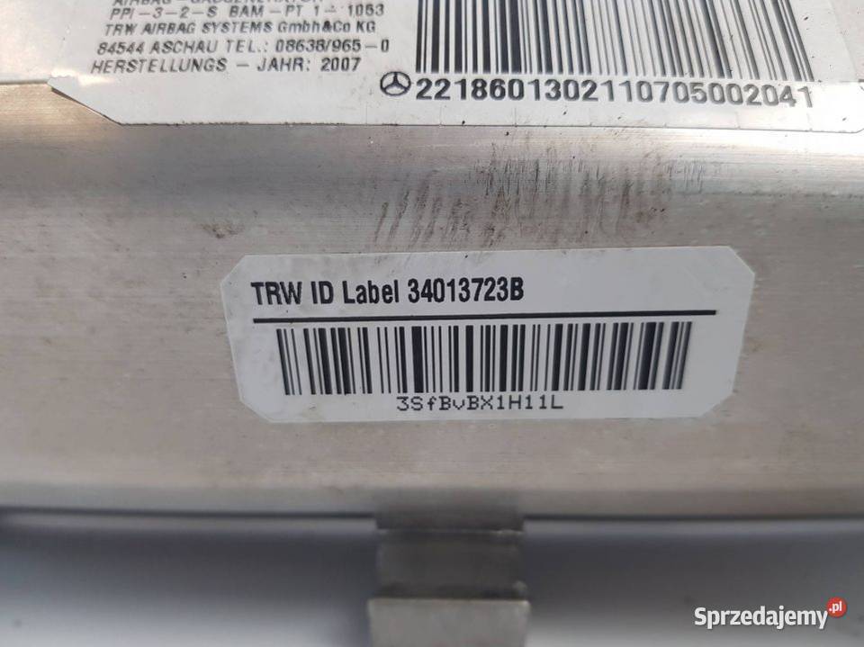 PODUSZKA AIRBAG A2218601302 MERCEDES S320 W221 kujawsko-pomorskie Lipno