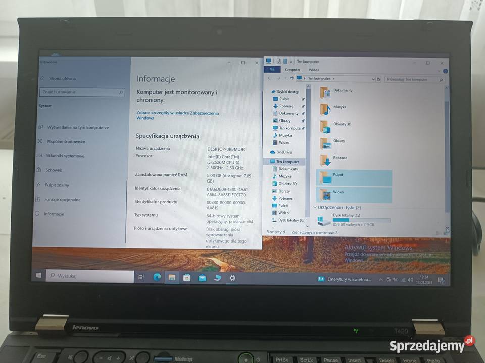 Lenovo ThinkPad T 420 14 I5 8GB DDR3 ram 128GB Warszawa sprzedam