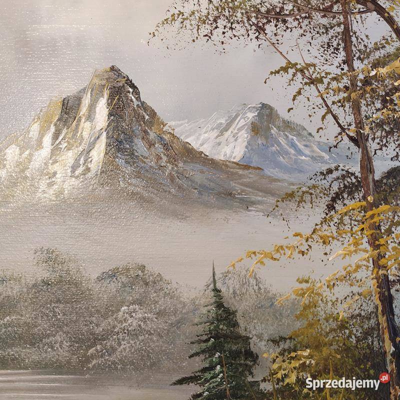 vintage obraz olejny na płótnie pejzaż górski Piła sprzedam