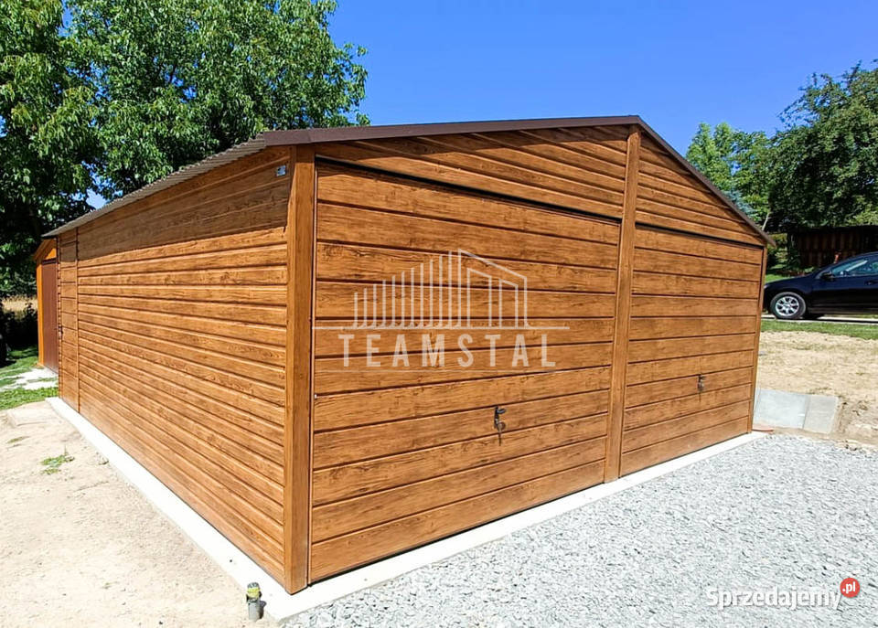 GARAŻ BLASZANY 6m x 6m poziom dwuspad 2x Brama Niepołomice