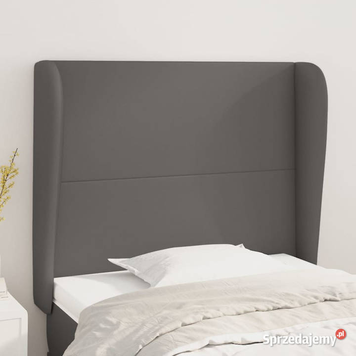 Zagłówek uszak szary 83x23x118128 sztuczna skóra