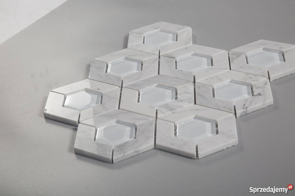 Mozaika FLOWER Bianco Carrara Crystall Glass