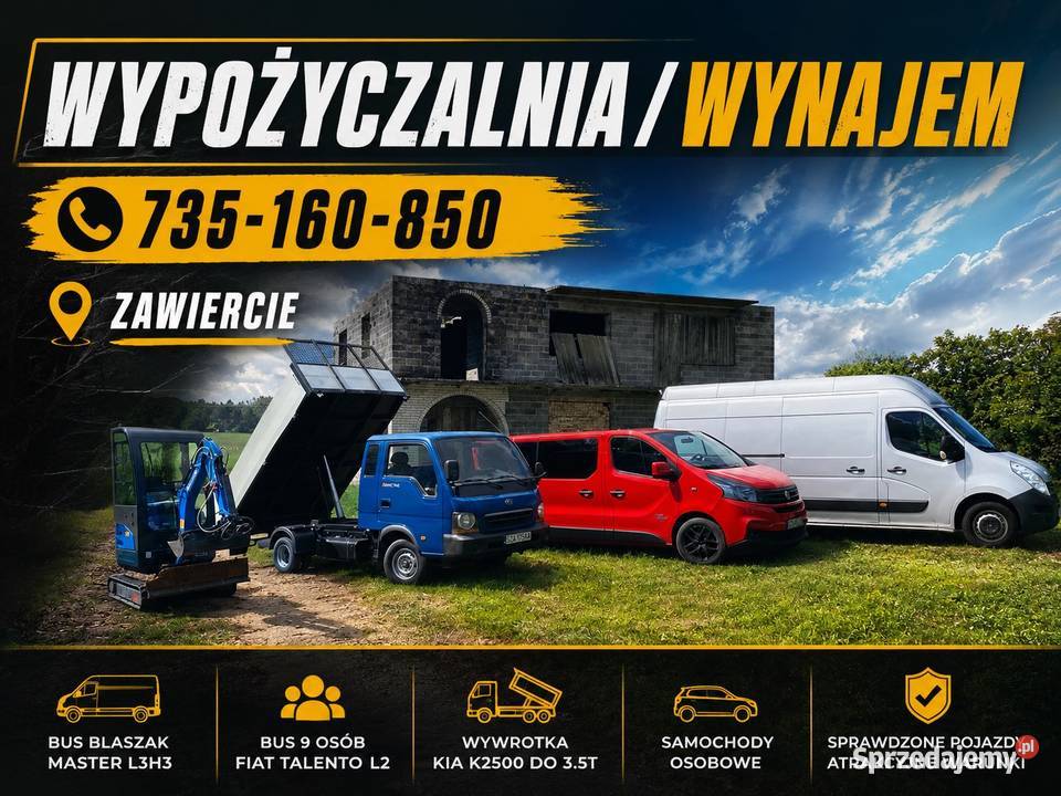 Wypożyczalnia Wynajem Bus Blaszak Bus 9 Osób Zawiercie