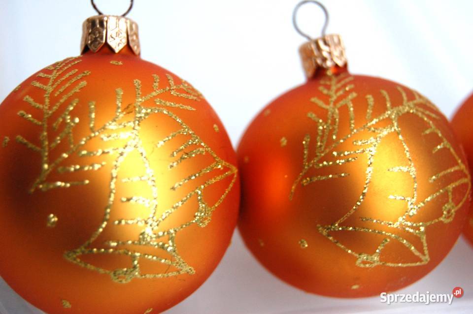 Bombki szklane złote ręcznie malowane brokat 3 Lublin