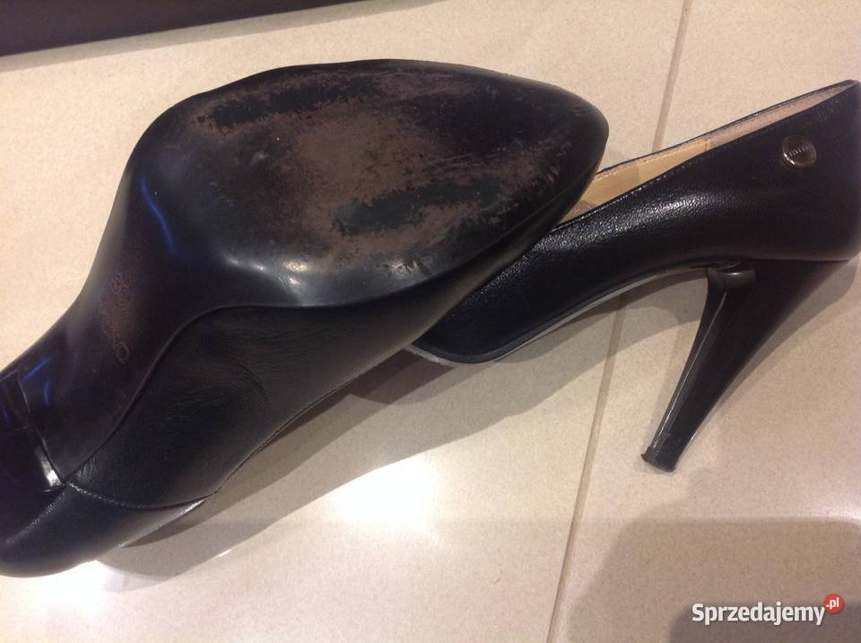 Szpilki Czarne skórzane RYŁKO r 365 j nowe Czółenka Nowa Sól