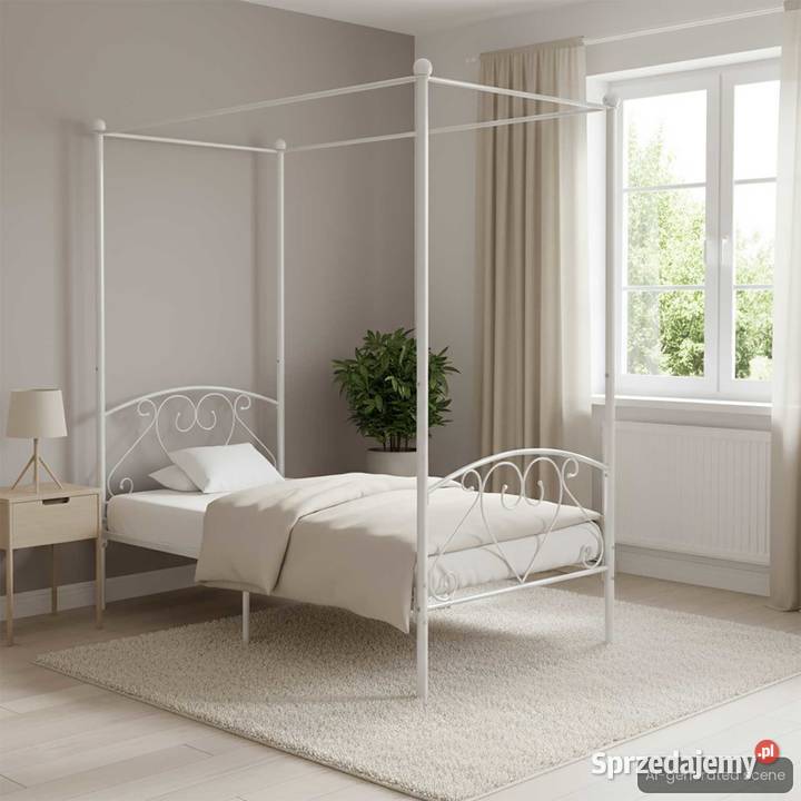 vidaXL Rama łóżka z baldachimem biała Warszawa sprzedam