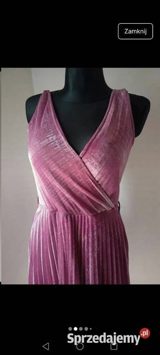 Tweedowa Sukienka wyeksponowane plecy kopertowa Krosno