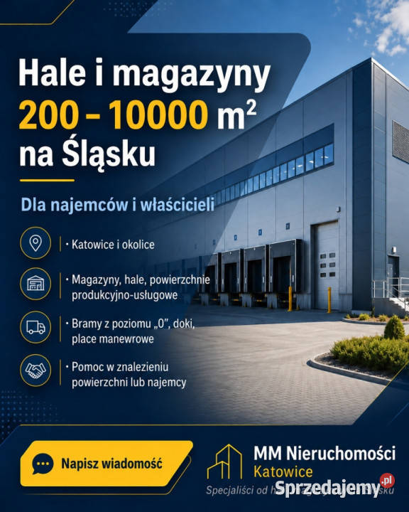 Hala z 3 dużymi bramami i placem do wynajęcia Wynajem Katowice