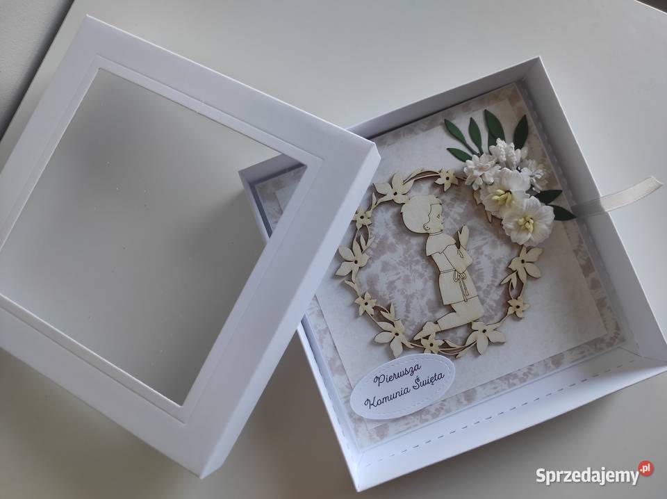 Kartka w pudełku ręcznie robiona Pamiątka