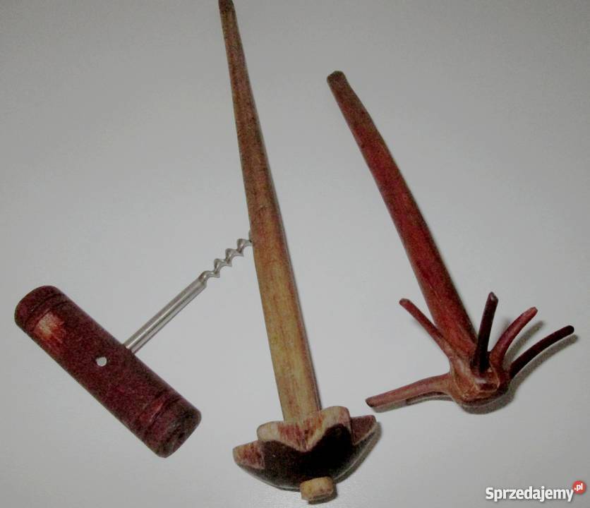 Stare przybory kuchenne ręcznie wykPRL drewno Kraków