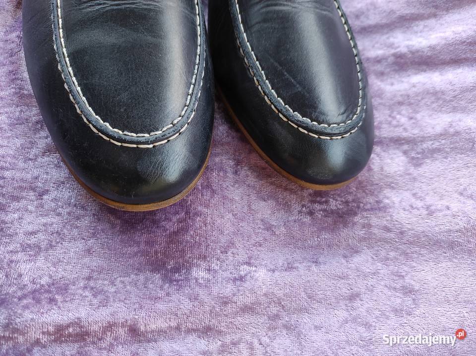 granatowe męskie eleganckie mokasyny 8 i12 Białka