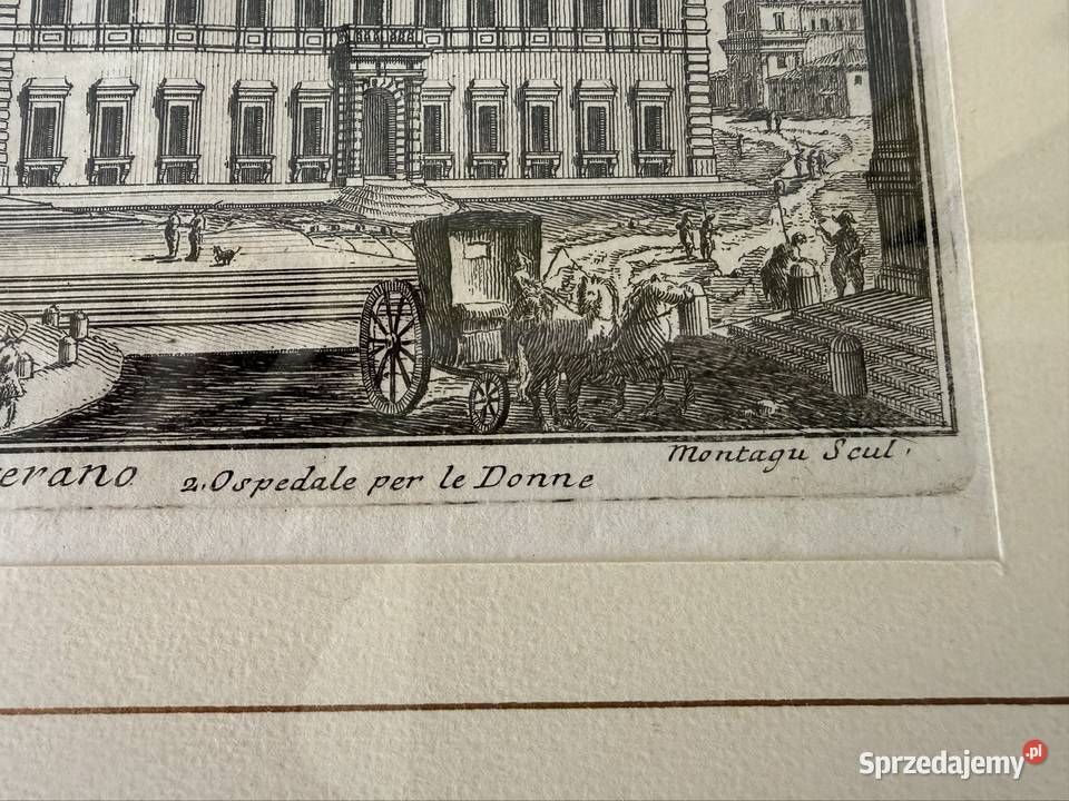 Antyczny Miedzioryt 1770 Rzym Veduta di S Czerwionka-Leszczyny