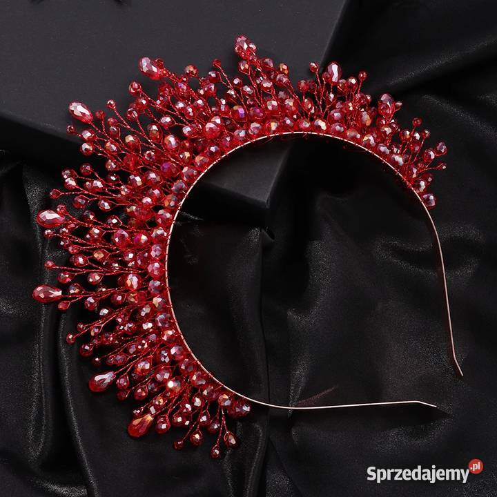 Opaska do włosów korona tiara cyrkonie koraliki