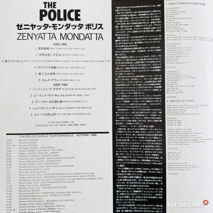The Police Zenyatta Mondatta EXEX Japan Obi LP Łódź