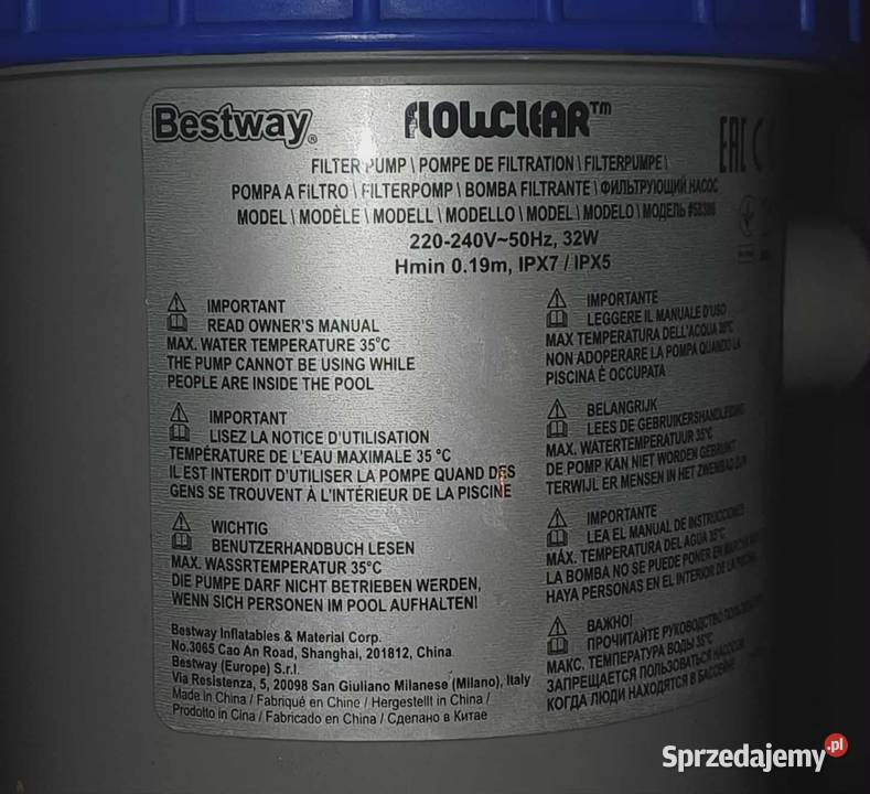 Pompa do basenu firmy Bestway model 58386