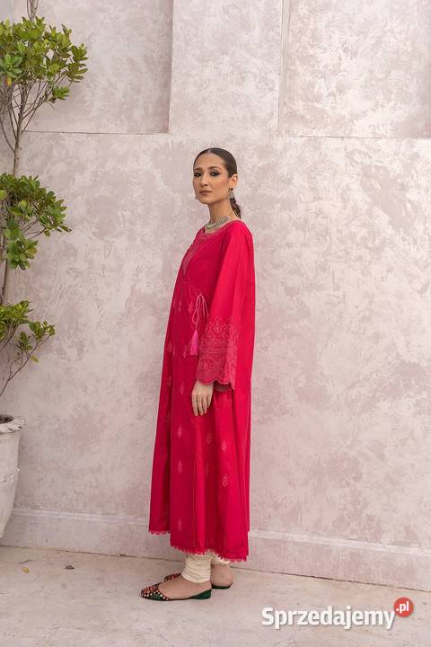 Długa tunika indyjska S 36 różowa bawełna boho zachodniopomorskie