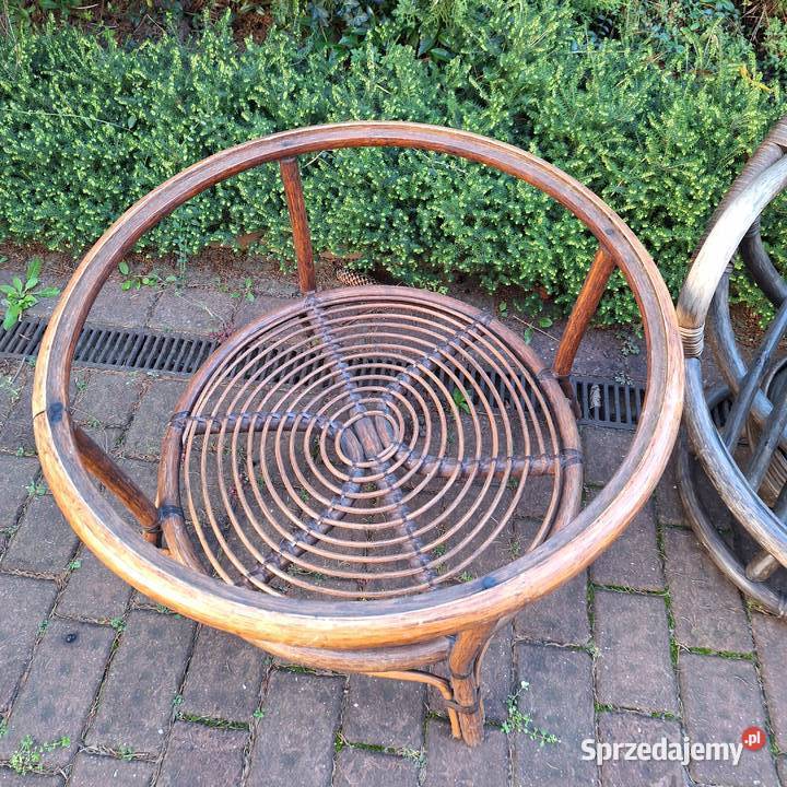 Dwa fotele obrotowe rattan plus stolik rattanowy Gdynia sprzedam