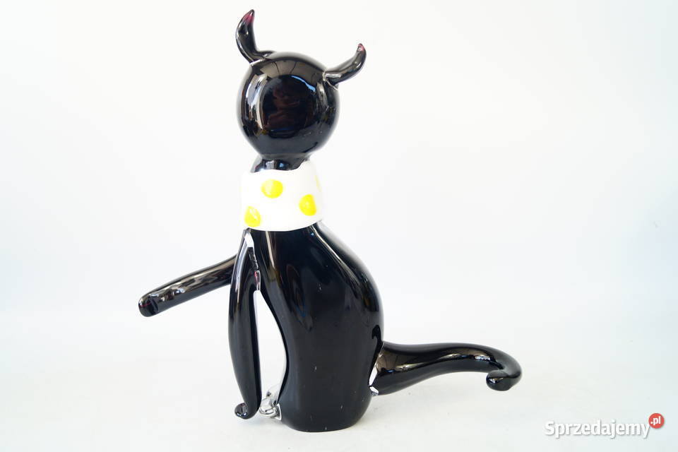 Figura szklana figura Murano style KOT czarny
