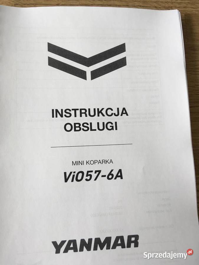 dtr instrukcja obsługi koparka yanmar VI0576A i sprzedam