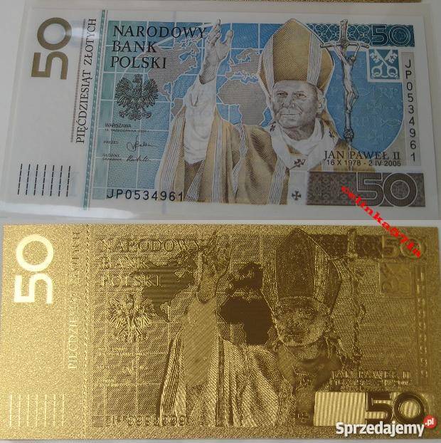 Jan Paweł II Papież Moneta Medal ZŁOTO Banknot