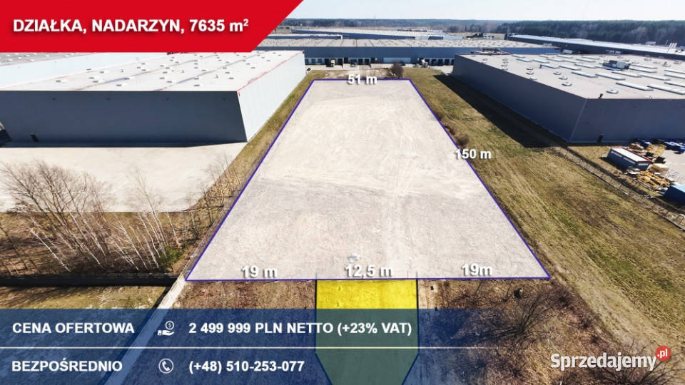 Działka pod magazyny produkcję i usługi NADARZYN 7635m2