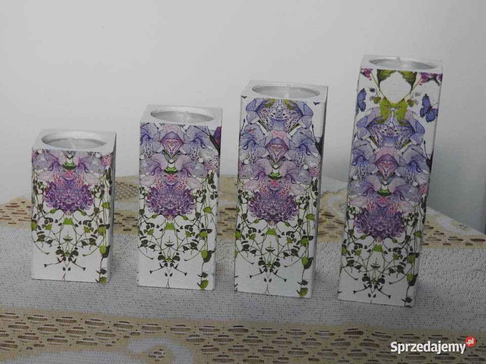 Wieczne świeczniki zestaw handmade drewniane Bytom sprzedam