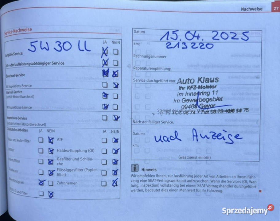 Seat Exeo GWARANCJA 20 TDI 143 manual serwis do