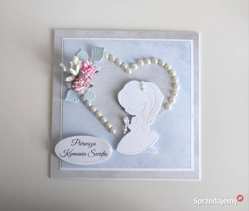 Kartka ręcznie robiona Komunia Święta handmade