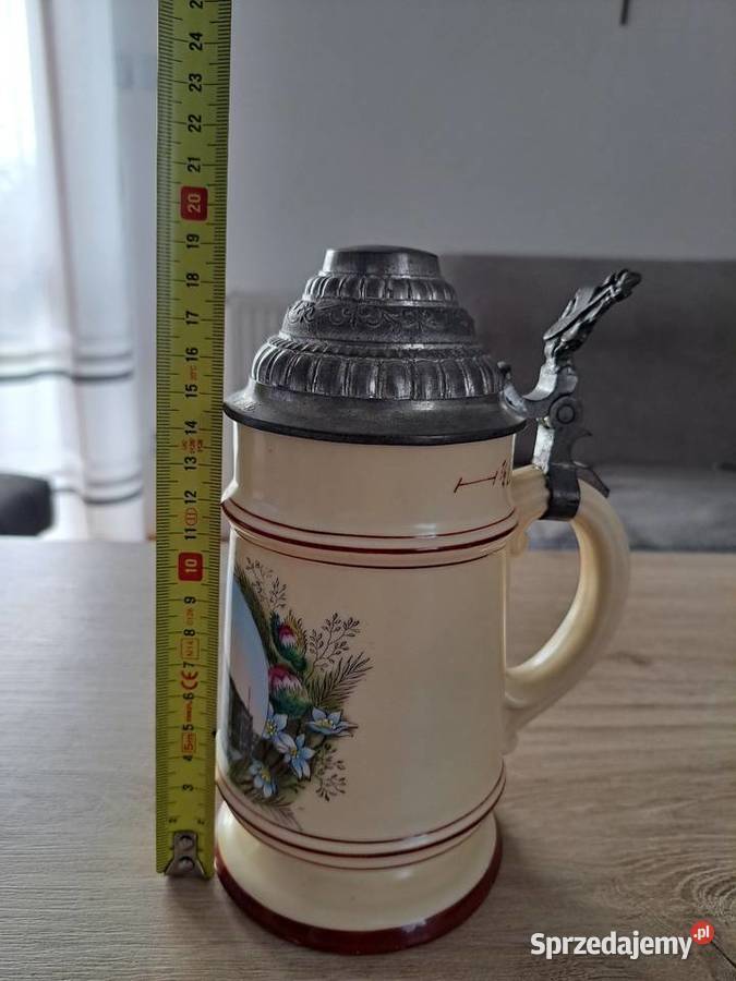 Stary Ceramiczny Kufel do Piwa pół litrowy z beżowy Radom sprzedam