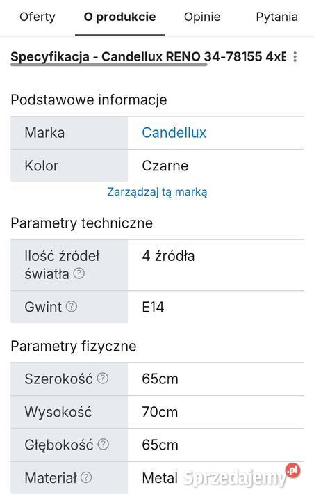 Lampa wisząca Reno Candellux Brodnica