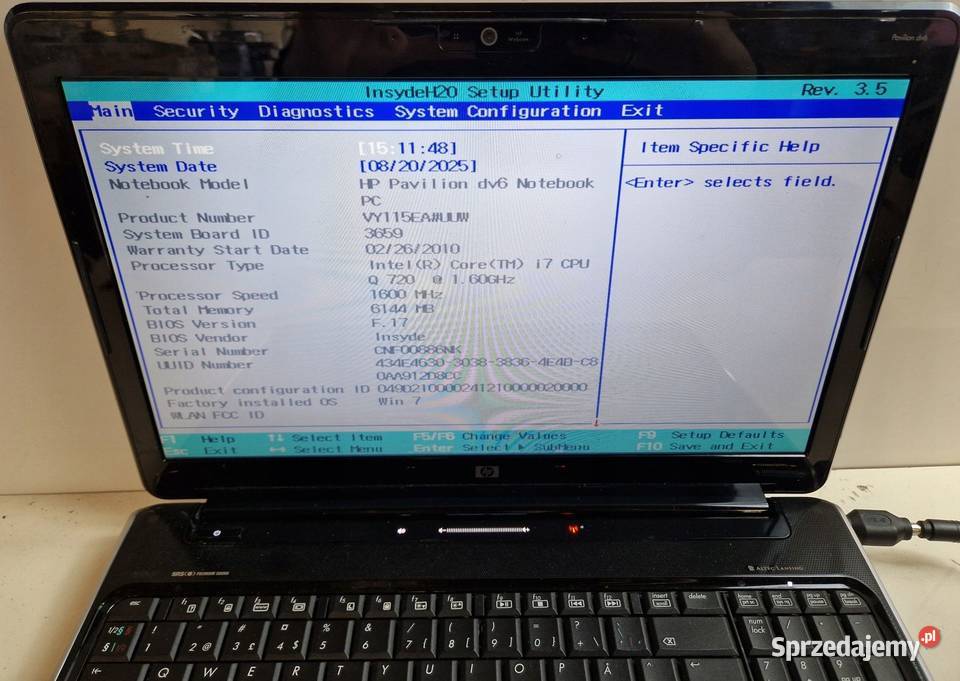 HP Pavilion dv6 156 i7 RAM 8GB SSD 240GB z