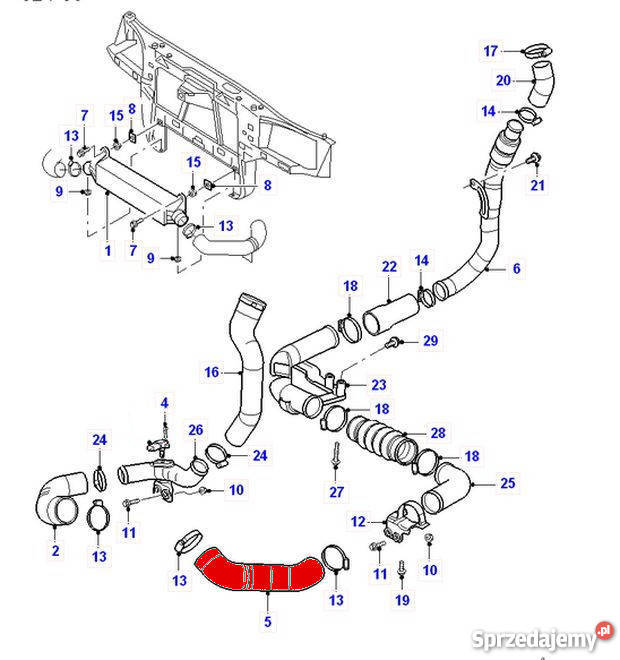 RZEWÓD RURA WĄŻ GUMOWY TURBO INTERCOOLERA FORD
