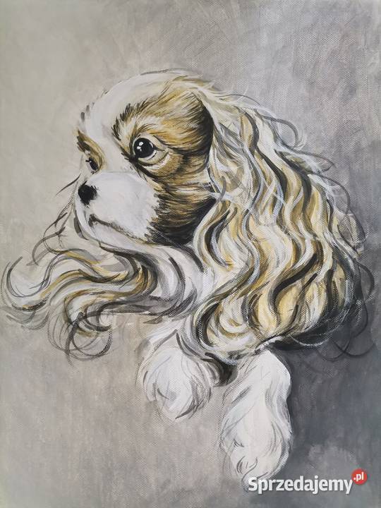 Portret psa, ręcznie malowane na płótnie 30x40 cm