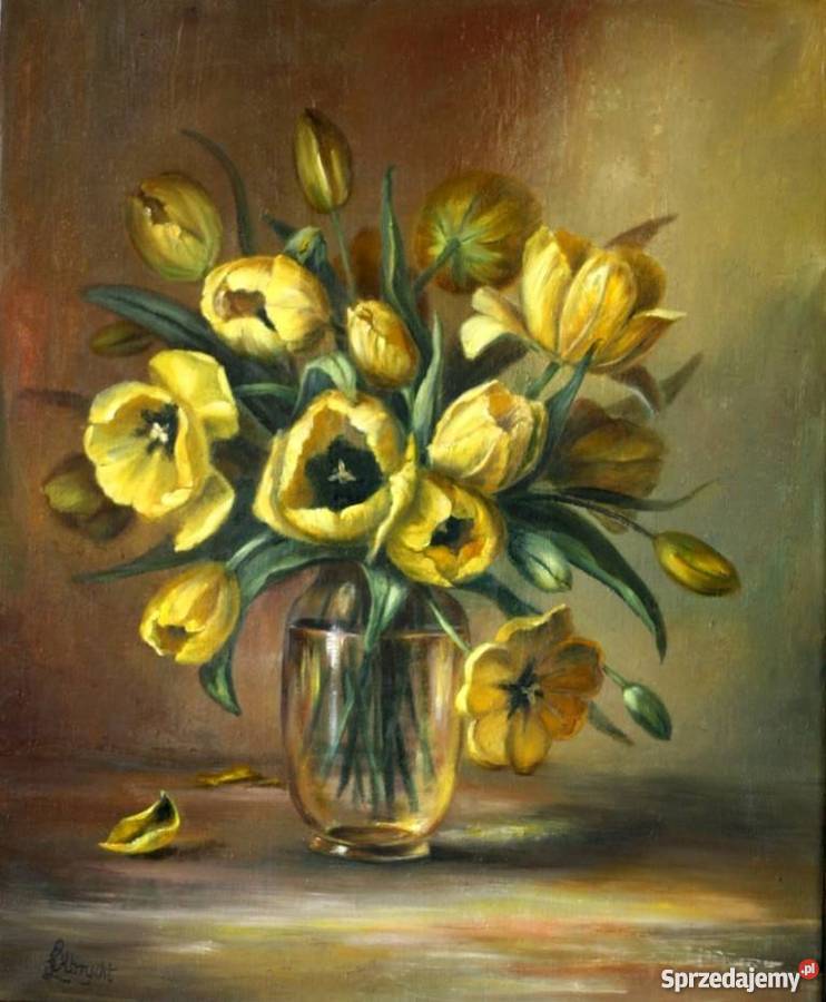 Bukiet kwiatów w wazonie obraz olejny 46x55 L