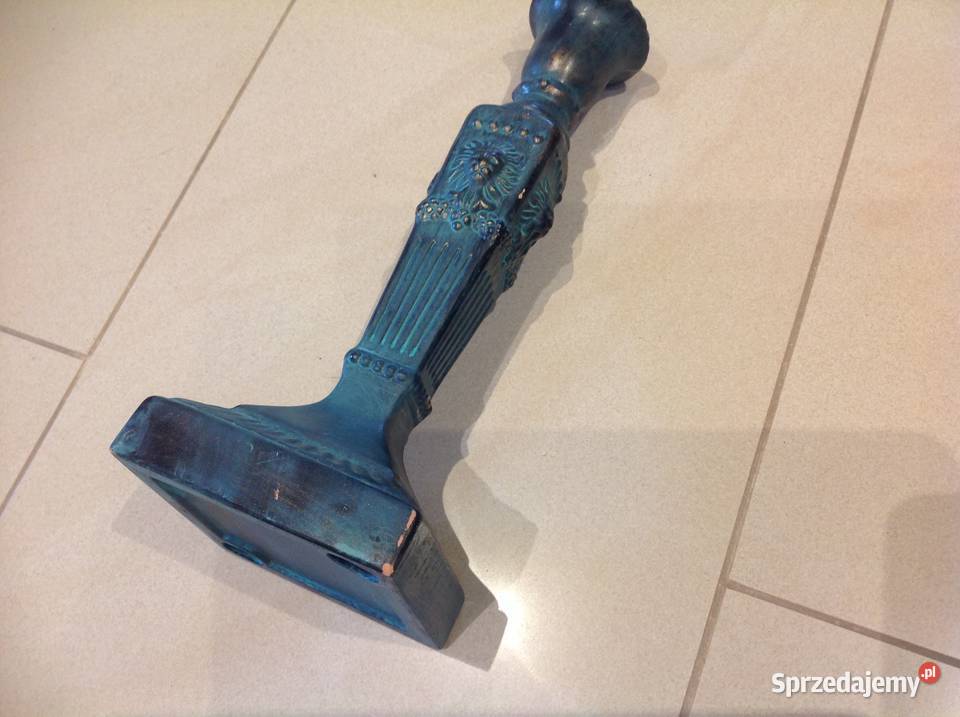 Świecznik Ceramiczny Turkusowy Głowa Lwa Duży Nowa Sól