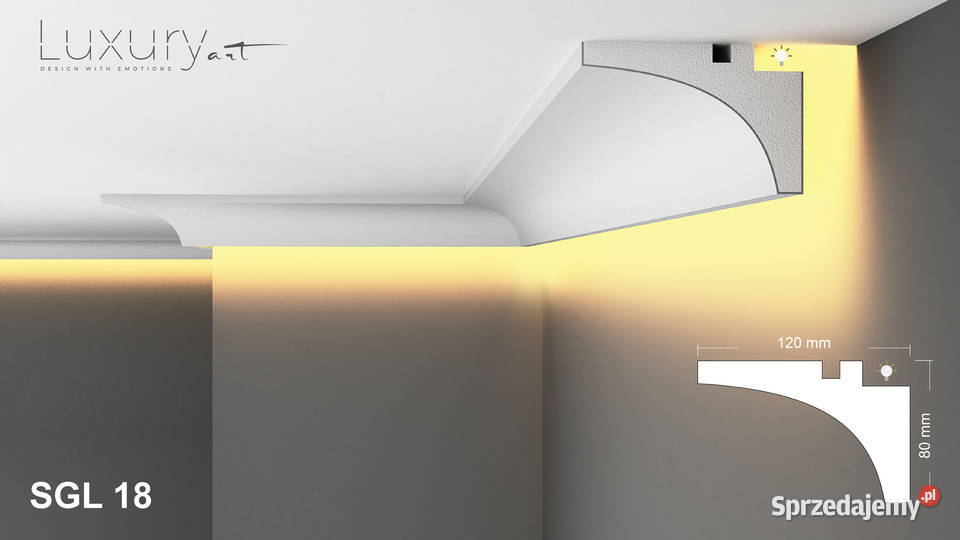 oświetlenie ściany gzyms led sztukateria SGL18 wewnętrzne Warszawa